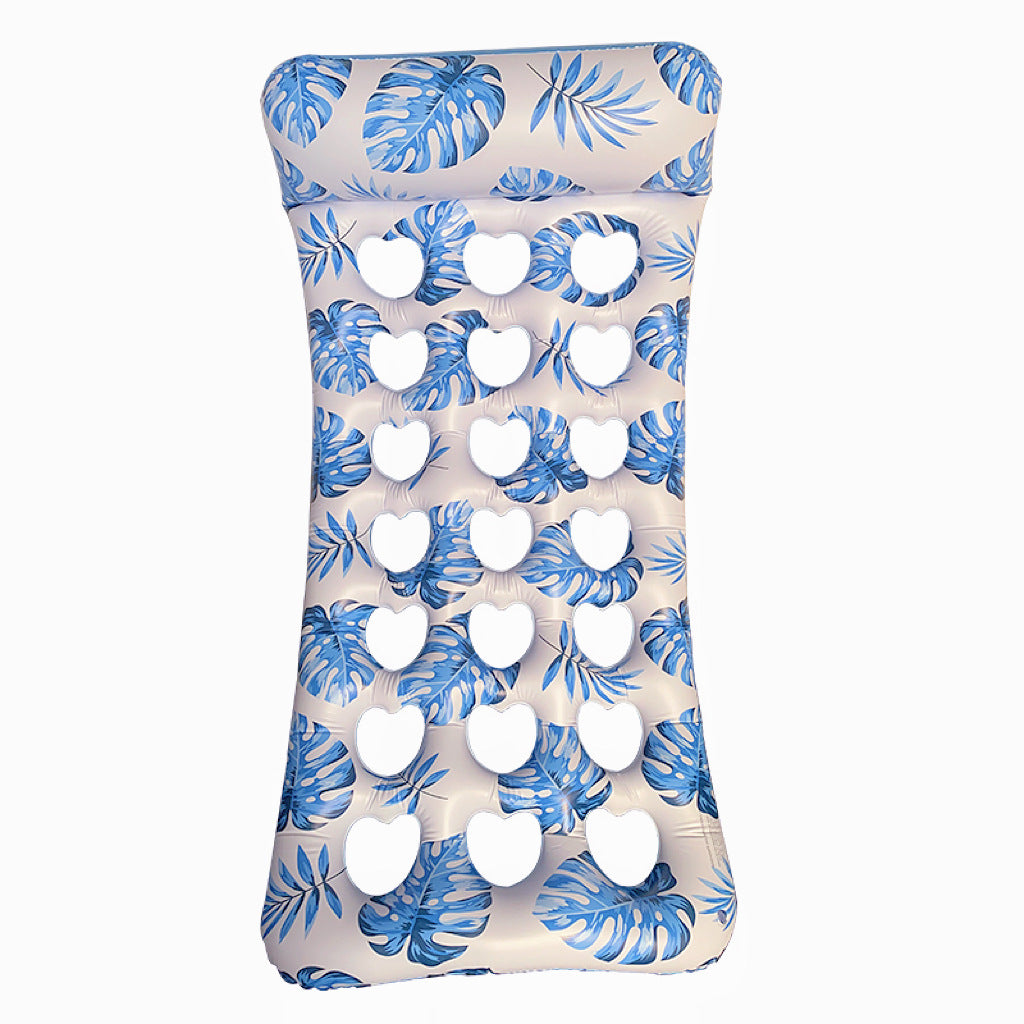 Amazon cross-border supply 110cm backrest leaf print enlarged swimming ring, water inflatable lounge chair floating batch