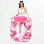 Amazon cross-border supply 110cm backrest leaf print enlarged swimming ring, water inflatable lounge chair floating batch