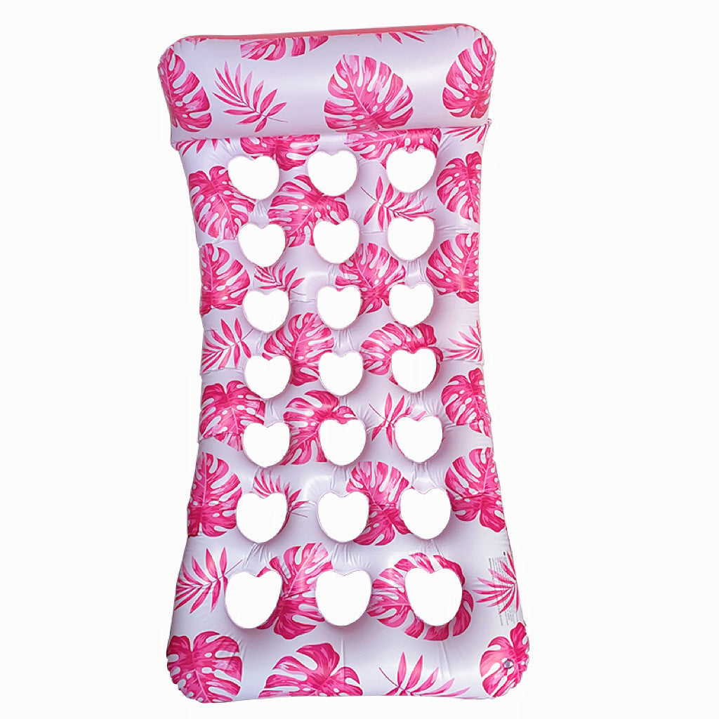 Amazon cross-border supply 110cm backrest leaf print enlarged swimming ring, water inflatable lounge chair floating batch