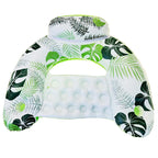 Amazon cross-border supply 110cm backrest leaf print enlarged swimming ring, water inflatable lounge chair floating batch