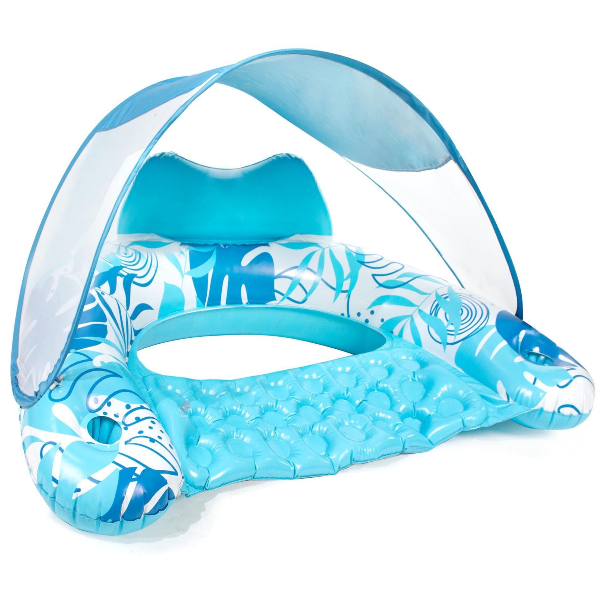 Amazon cross-border supply 110cm backrest leaf print enlarged swimming ring, water inflatable lounge chair floating batch