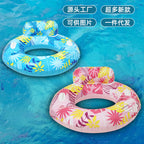 Amazon cross-border supply 110cm backrest leaf print enlarged swimming ring, water inflatable lounge chair floating batch