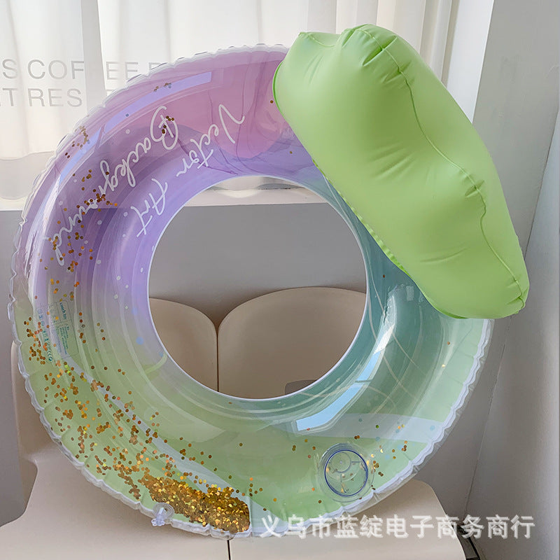 Amazon cross-border supply 110cm backrest leaf print enlarged swimming ring, water inflatable lounge chair floating batch
