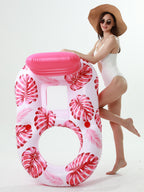 Amazon cross-border supply 110cm backrest leaf print enlarged swimming ring, water inflatable lounge chair floating batch