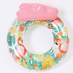 Amazon cross-border supply 110cm backrest leaf print enlarged swimming ring, water inflatable lounge chair floating batch