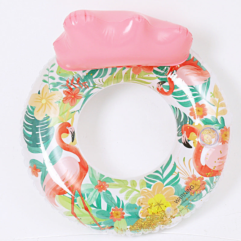 Amazon cross-border supply 110cm backrest leaf print enlarged swimming ring, water inflatable lounge chair floating batch