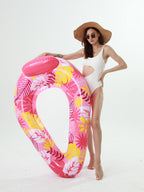 Amazon cross-border supply 110cm backrest leaf print enlarged swimming ring, water inflatable lounge chair floating batch