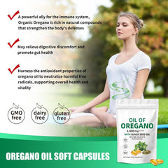 Oregano Oil Capsules,Oregano Oil and Black Seed Oil Complex, 2-in-1 Supplement, 6000mg per Serving, 300 Softgels, Non-GMO