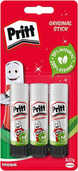 Pritt Glue Stick 22g, Pack of 3 – Child-Safe Craft Glue for School, Office & Art Projects with Strong Hold