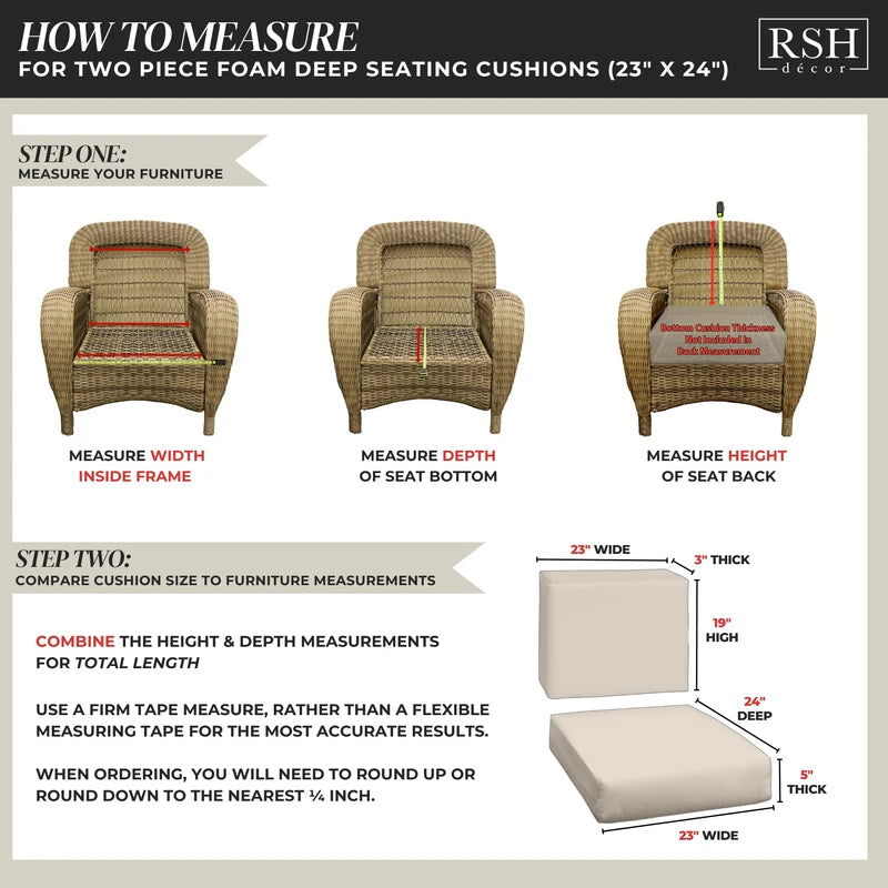 RSH Décor Deep Seating Chair Cushion Set – 23” x 24” All-Weather Outdoor Foam Cushions in Spun Fabric, Colsen Berry