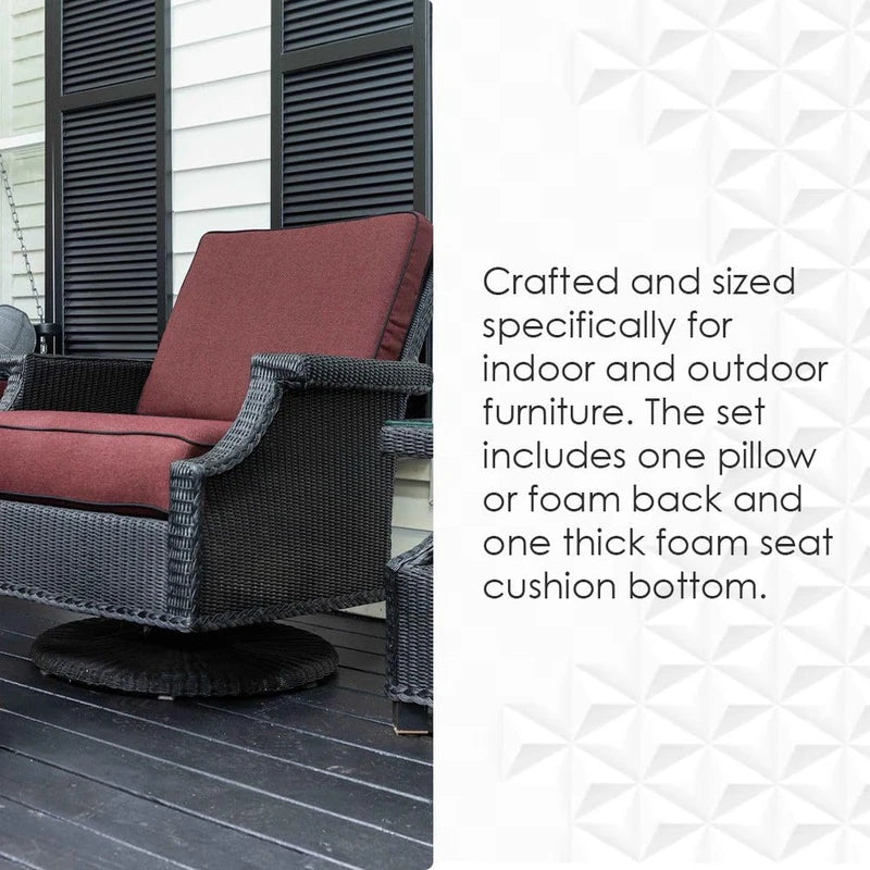 RSH Décor Deep Seating Chair Cushion Set – 23” x 24” All-Weather Outdoor Foam Cushions in Spun Fabric, Colsen Berry