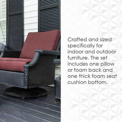 RSH Décor Deep Seating Chair Cushion Set – 23” x 24” All-Weather Outdoor Foam Cushions in Spun Fabric, Colsen Berry