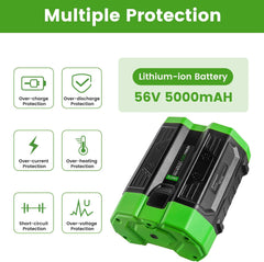 Replacement Battery for EGO 56V - EGO 56 Volt Power 5.0 Ah for Lawn Mower Leaf Blower Weed Trimmer Weed Eater