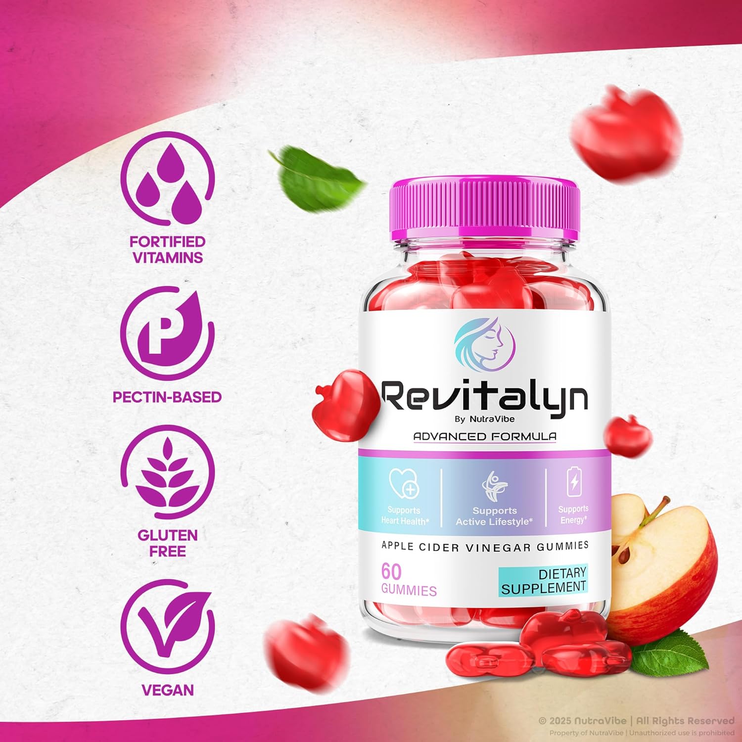 Revitalyn Gummies – Advanced Revitalyn Apple Cider Vinegar Gummies for Beauty, Skin Health, and Body Goals | Delicious ACV Gummy to Support Fitness and Daily Skin Nourishment (60 Gummies)