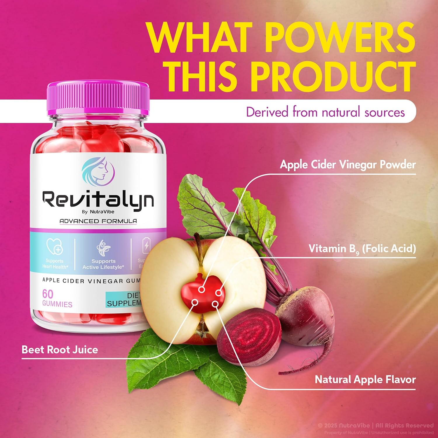 Revitalyn Gummies – Advanced Revitalyn Apple Cider Vinegar Gummies for Beauty, Skin Health, and Body Goals | Delicious ACV Gummy to Support Fitness and Daily Skin Nourishment (60 Gummies)