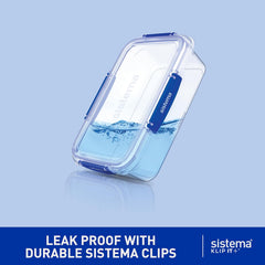 Sistema KLIP IT PLUS Food Storage Containers – 1L, Leakproof & Airtight, Stackable Meal Prep Lunch Boxes with Lids, BPA-Free, Pack of 3