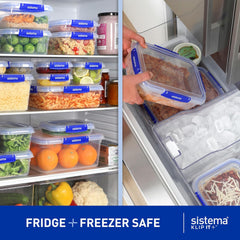 Sistema KLIP IT PLUS Food Storage Containers – 1L, Leakproof & Airtight, Stackable Meal Prep Lunch Boxes with Lids, BPA-Free, Pack of 3
