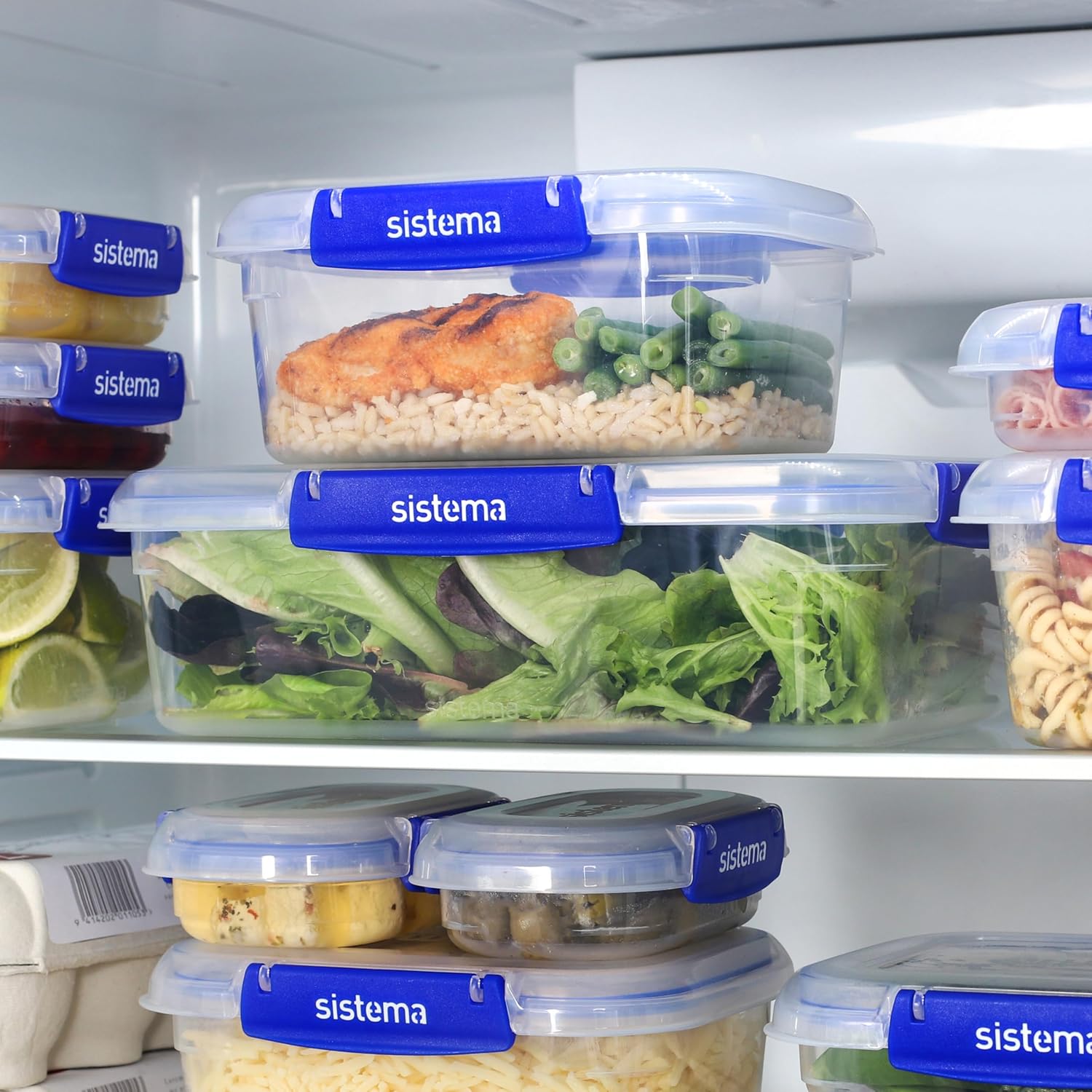 Sistema KLIP IT PLUS Food Storage Containers – 1L, Leakproof & Airtight, Stackable Meal Prep Lunch Boxes with Lids, BPA-Free, Pack of 3