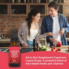 Cayenne Pepper Liquid Drops + Hawthorn Berry Supplement, Vitamin D3 K2 Beet Root Powder, Ceylon Cinnamon, Turmeric Curcumin, Organic Panax Ginseng, Berberine Extract