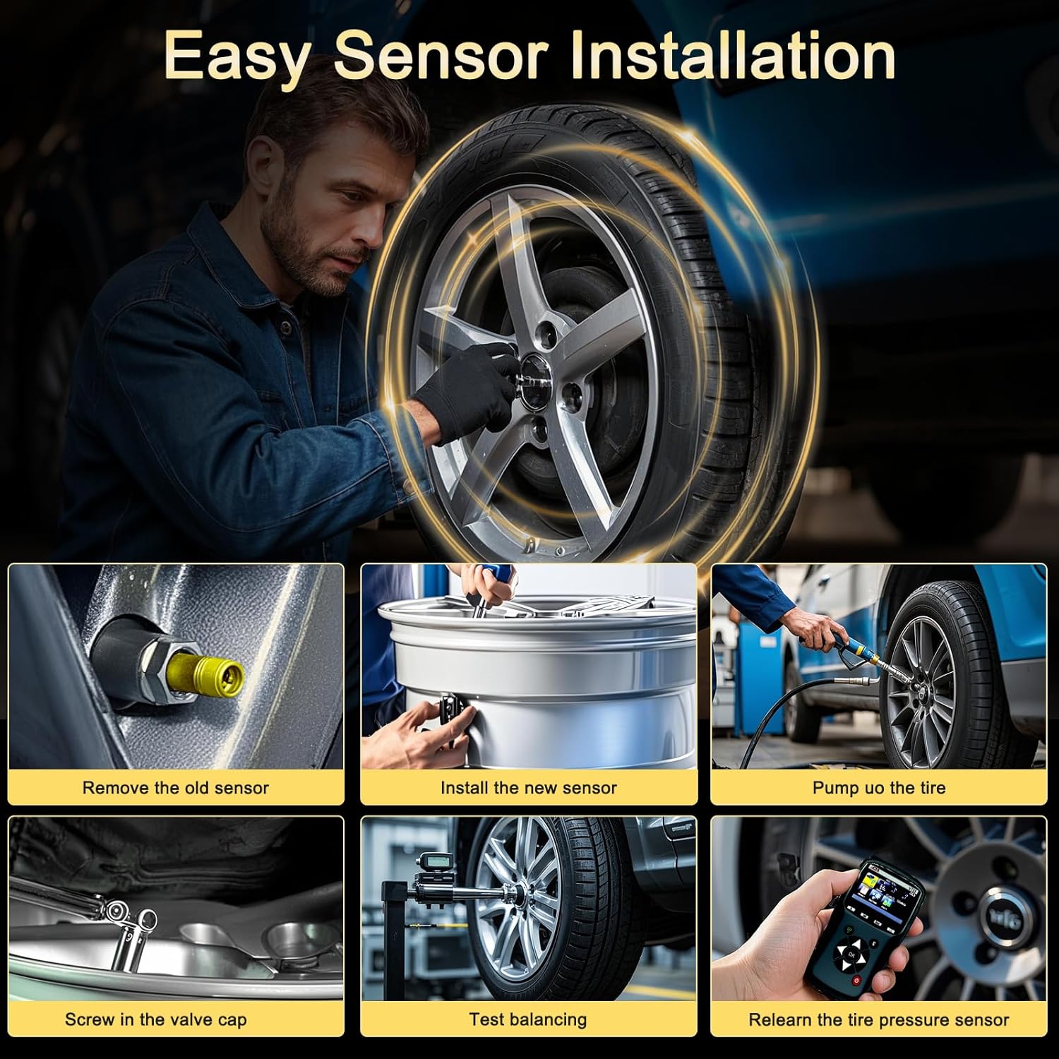 TPMS 315MHz GM Preprogrammed Tire Sensor Fits:-Chevrolet Silverado 07-19/Equinox 07-22/Tahoe 07-20/Traverse 09-17/:-Cadillac Escalade 07-20/-GMC Yukon 07-20/Sierra 07-19/OE#13598771(4 PCS)