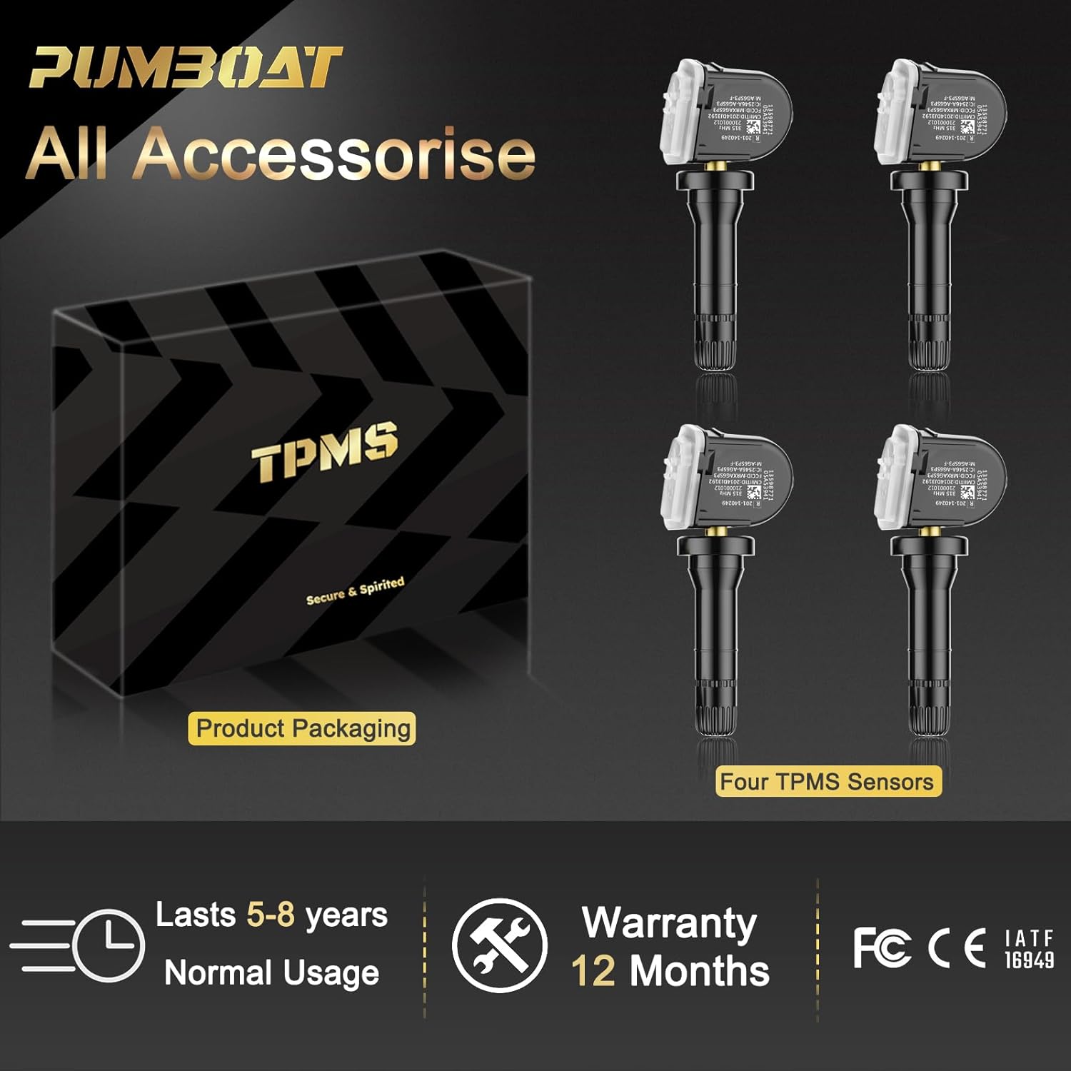 TPMS 315MHz GM Preprogrammed Tire Sensor Fits:-Chevrolet Silverado 07-19/Equinox 07-22/Tahoe 07-20/Traverse 09-17/:-Cadillac Escalade 07-20/-GMC Yukon 07-20/Sierra 07-19/OE#13598771(4 PCS)