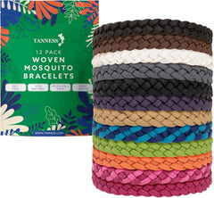 Tanness 12-Pack Mosquito Repellent Bracelets – DEET-Free Insect Bands for Kids & Adults, Long-Lasting Outdoor Protection for Travel, Camping & Holidays