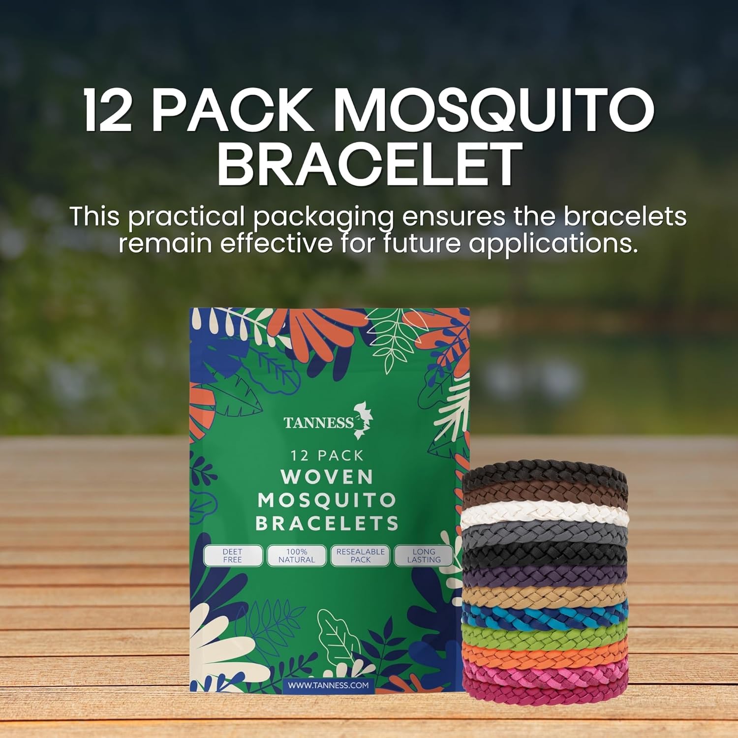 Tanness 12-Pack Mosquito Repellent Bracelets – DEET-Free Insect Bands for Kids & Adults, Long-Lasting Outdoor Protection for Travel, Camping & Holidays