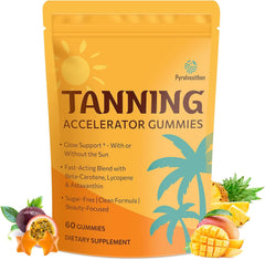 Tanning Gummies with Astaxanthin for Women and Men | Sunless Tanning Supplement with Beta Carotene, Lycopene, Collagen & Vitamins | Skin Radiance & Hydration | Vegan & Sugar Free - 60 Count
