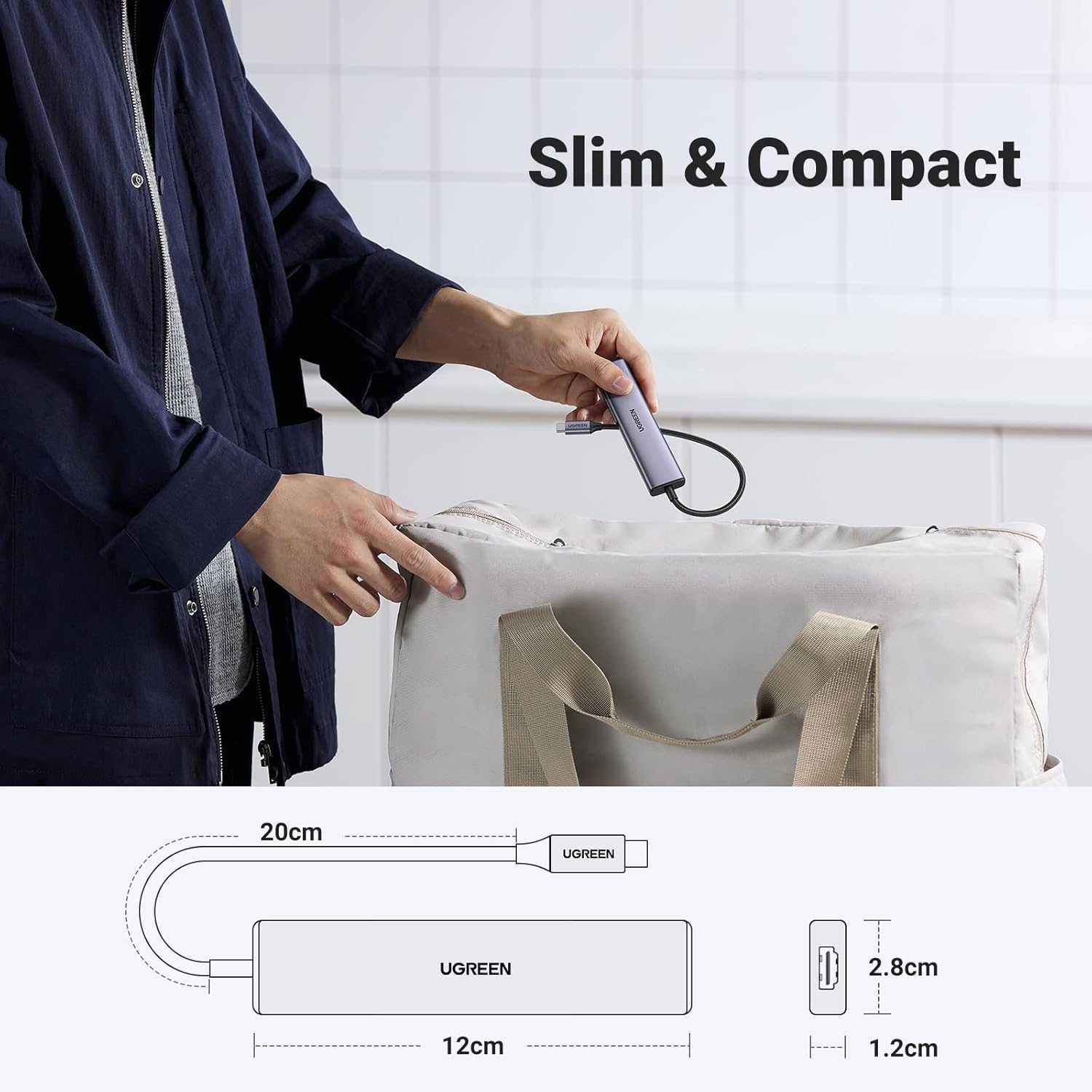 UGREEN Revodok 5-in-1 USB-C Hub – 100W PD Charging, 4K HDMI, 3 USB-A Ports – Aluminum Multiport Adapter for MacBook Air M1/M2, iPhone 15 Pro/Max, Galaxy, Surface, XPS, iPad