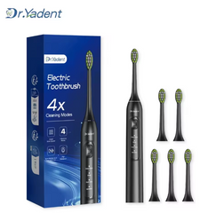 DrYadent Sonic Electric Toothbrush, USB-C Fast Charging, IPX7 Waterproof, 6 Replacement Brush Heads, 4 Smart Modes for Sensitive Care
