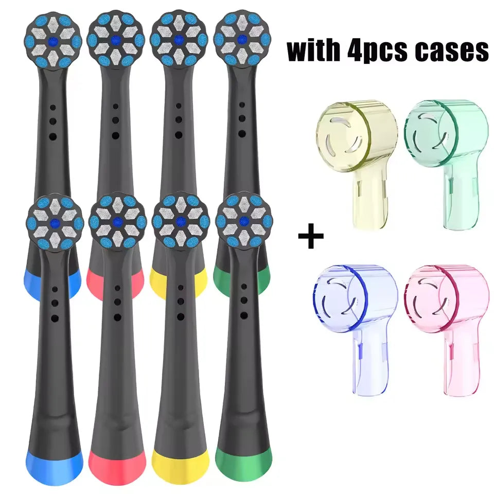 Compatible with Oral-B iO Series 3–10 Ultimate Clean Electric Toothbrush Replacement Heads with Covers, 8-Pack