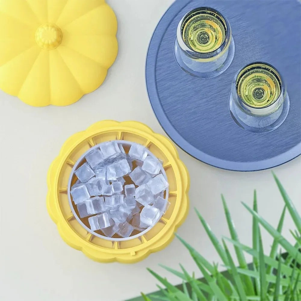 2-in-1 Silicone Pumpkin Ice Cube Maker & Bucket – Multi-Functional Portable Ice Tray for Chilling Whiskey, Cocktails, and Bar Drinks
