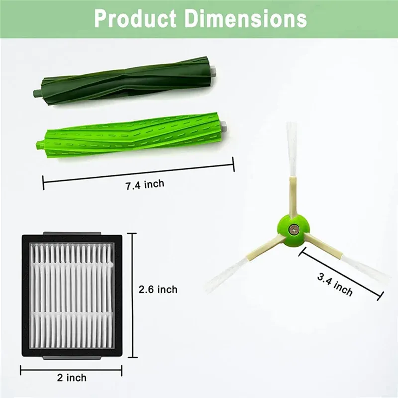 ABYN HEPA Filter & Side Brush Set for iRobot Roomba J7/J7+, E5/E6/E7, I7/I7+, I3, I4, I6/I6+, I8 – Vacuum Cleaner Replacement Parts