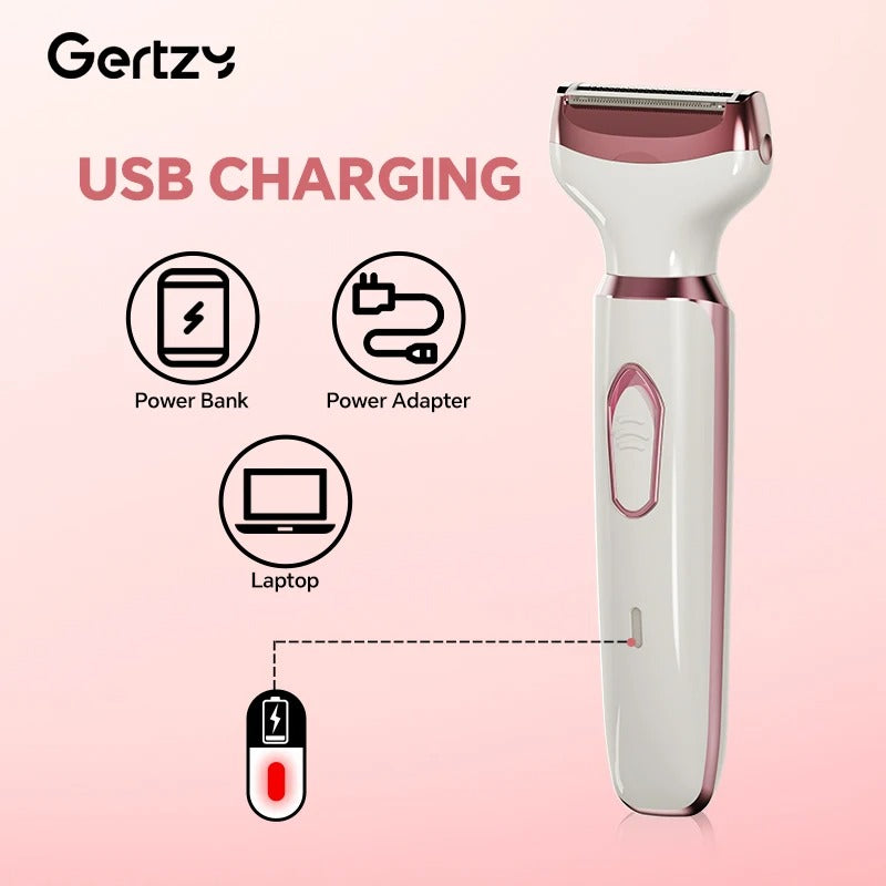 4-in-1 Rechargeable Electric Razor for Women – Painless Wet & Dry Shaver and Trimmer for Face, Nose, Legs, Underarms & Bikini Area