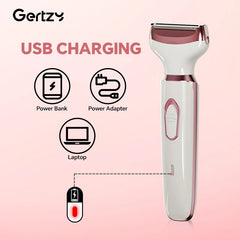 4-in-1 Rechargeable Electric Razor for Women – Painless Wet & Dry Shaver and Trimmer for Face, Nose, Legs, Underarms & Bikini Area