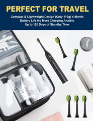 DrYadent Sonic Electric Toothbrush, USB-C Fast Charging, IPX7 Waterproof, 6 Replacement Brush Heads, 4 Smart Modes for Sensitive Care