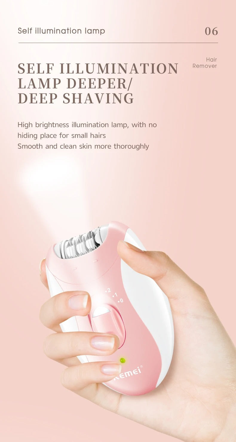Kemei KM-189B Electric Epilator for Women – Waterproof, Rechargeable Shaver with 2-Speed Settings for Legs & Bikini Area
