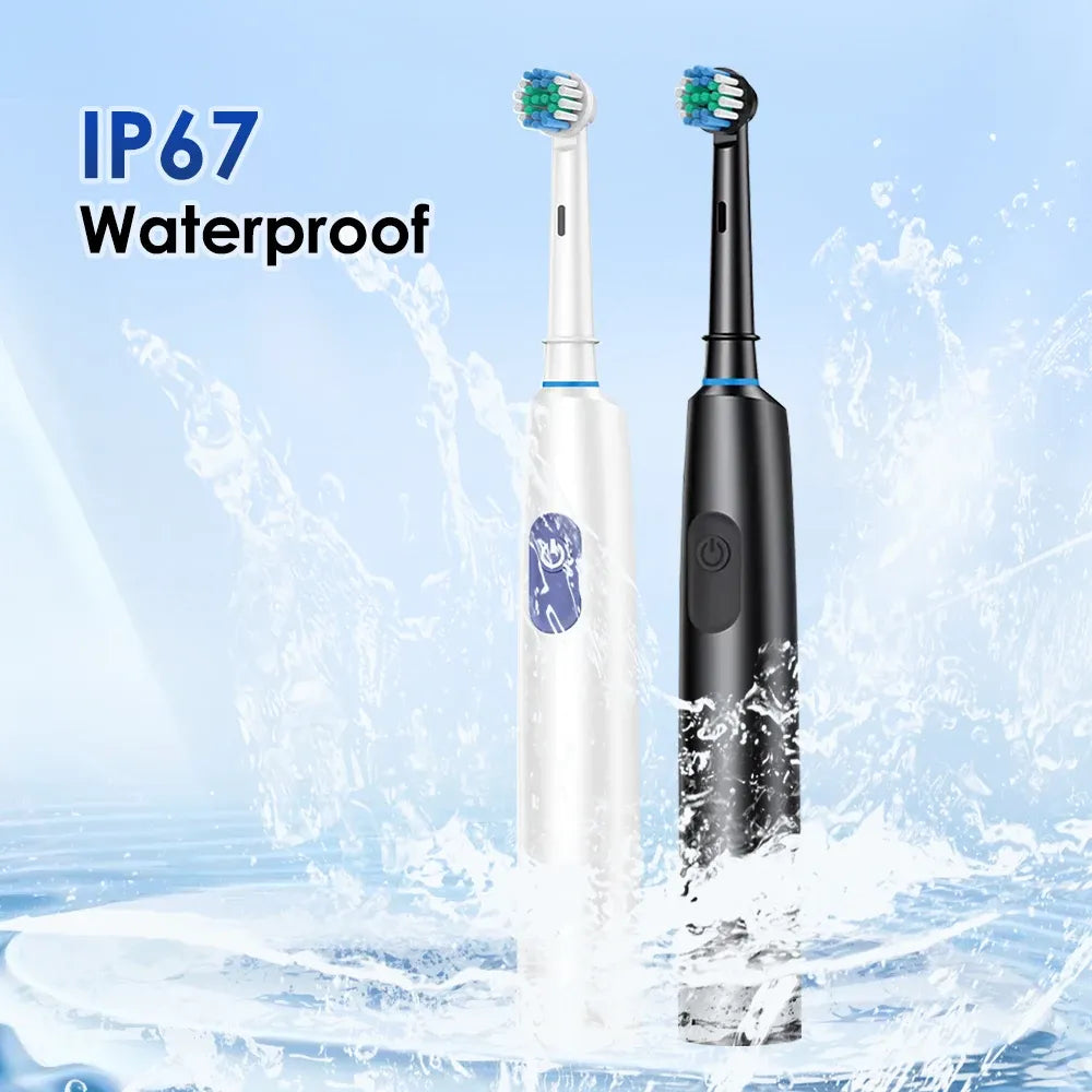 5-Mode Electric Rotary Toothbrush, Waterproof Rechargeable Toothbrush with Timer and USB Charging | Color: 4 Heads B