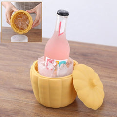 2-in-1 Silicone Pumpkin Ice Cube Maker & Bucket – Multi-Functional Portable Ice Tray for Chilling Whiskey, Cocktails, and Bar Drinks