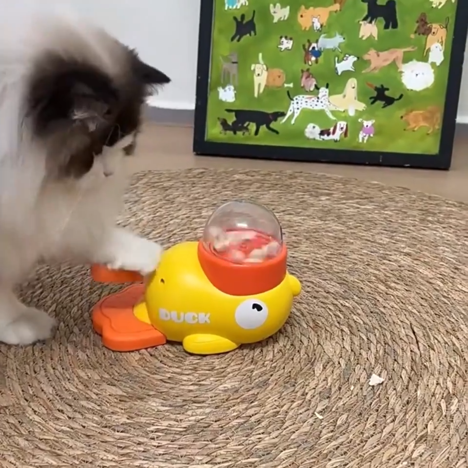 Interactive Dog Puzzle Feeder Toy – Cartoon Duck Treat Dispenser with Anti-Slip Base for Training and Slow Feeding