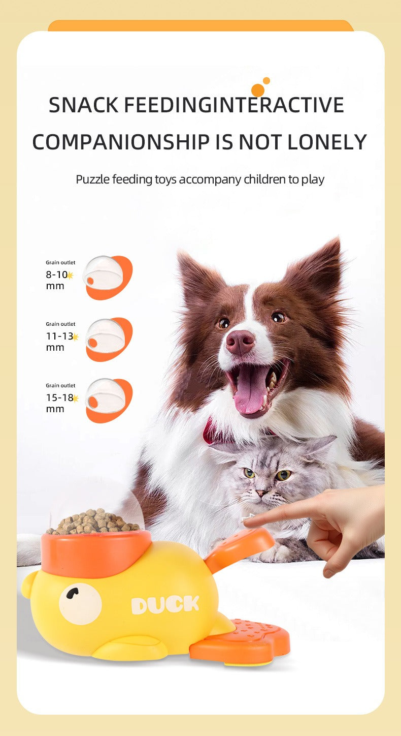 Interactive Dog Puzzle Feeder Toy – Cartoon Duck Treat Dispenser with Anti-Slip Base for Training and Slow Feeding