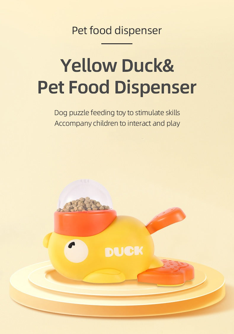 Interactive Dog Puzzle Feeder Toy – Cartoon Duck Treat Dispenser with Anti-Slip Base for Training and Slow Feeding