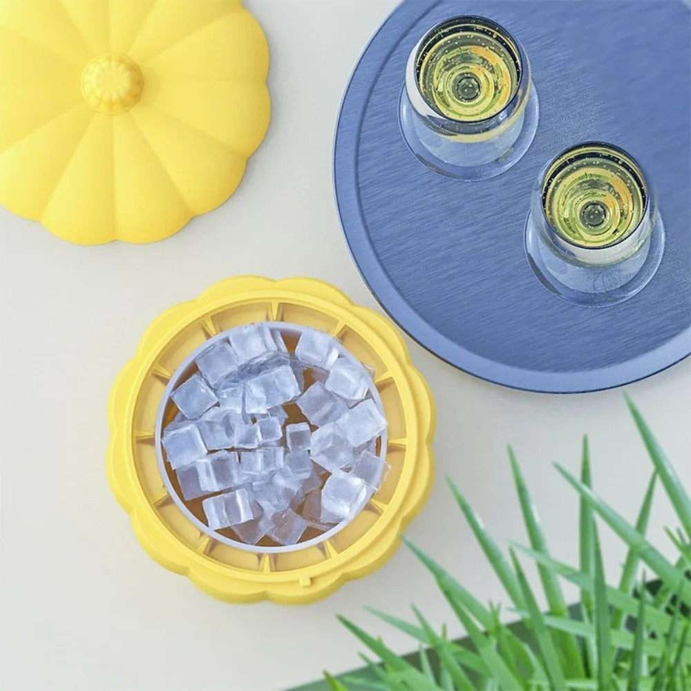 2-in-1 Silicone Pumpkin Ice Cube Maker & Bucket – Multi-Functional Portable Ice Tray for Chilling Whiskey, Cocktails, and Bar Drinks