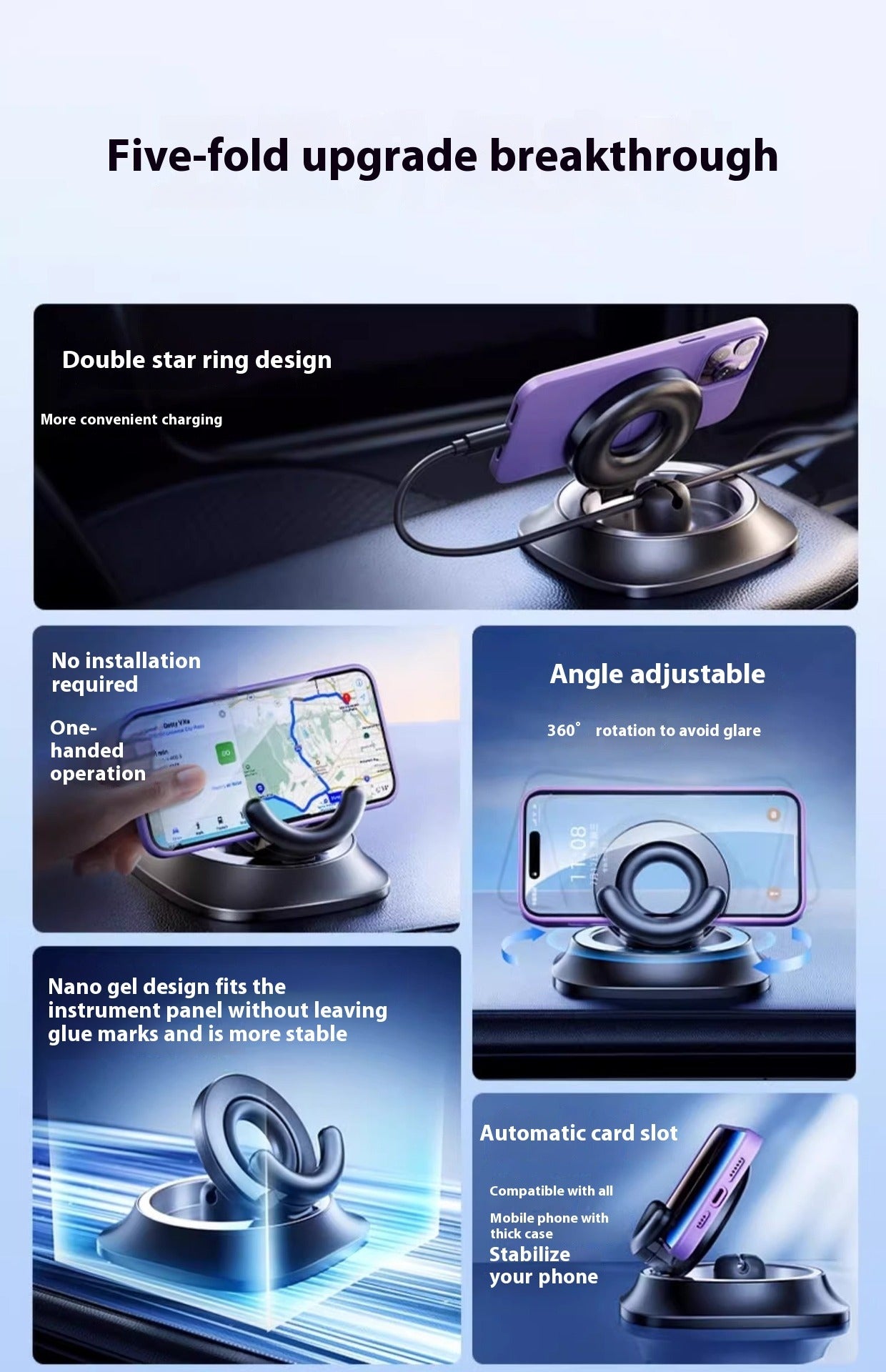 Magnetic Phone Holder with Vacuum Suction – Foldable & Adjustable Car Mount with Non-Slip Base for Busy Commuters