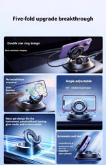 Magnetic Phone Holder with Vacuum Suction – Foldable & Adjustable Car Mount with Non-Slip Base for Busy Commuters