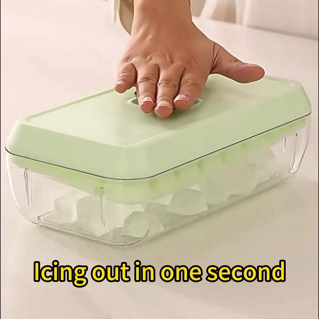 32-Grid Silicone Ice Cube Tray with Lid & Scoop – Easy-Release Ice Maker Storage Box for Whiskey, Cocktails, and DIY Summer Drinks