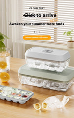 32-Grid Silicone Ice Cube Tray with Lid & Scoop – Easy-Release Ice Maker Storage Box for Whiskey, Cocktails, and DIY Summer Drinks