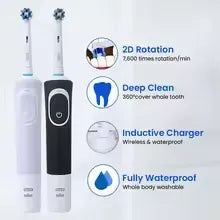 Oral-B D100 Electric Toothbrush, 2D Vitality Cleaning, Waterproof with Timer and Inductive Charger