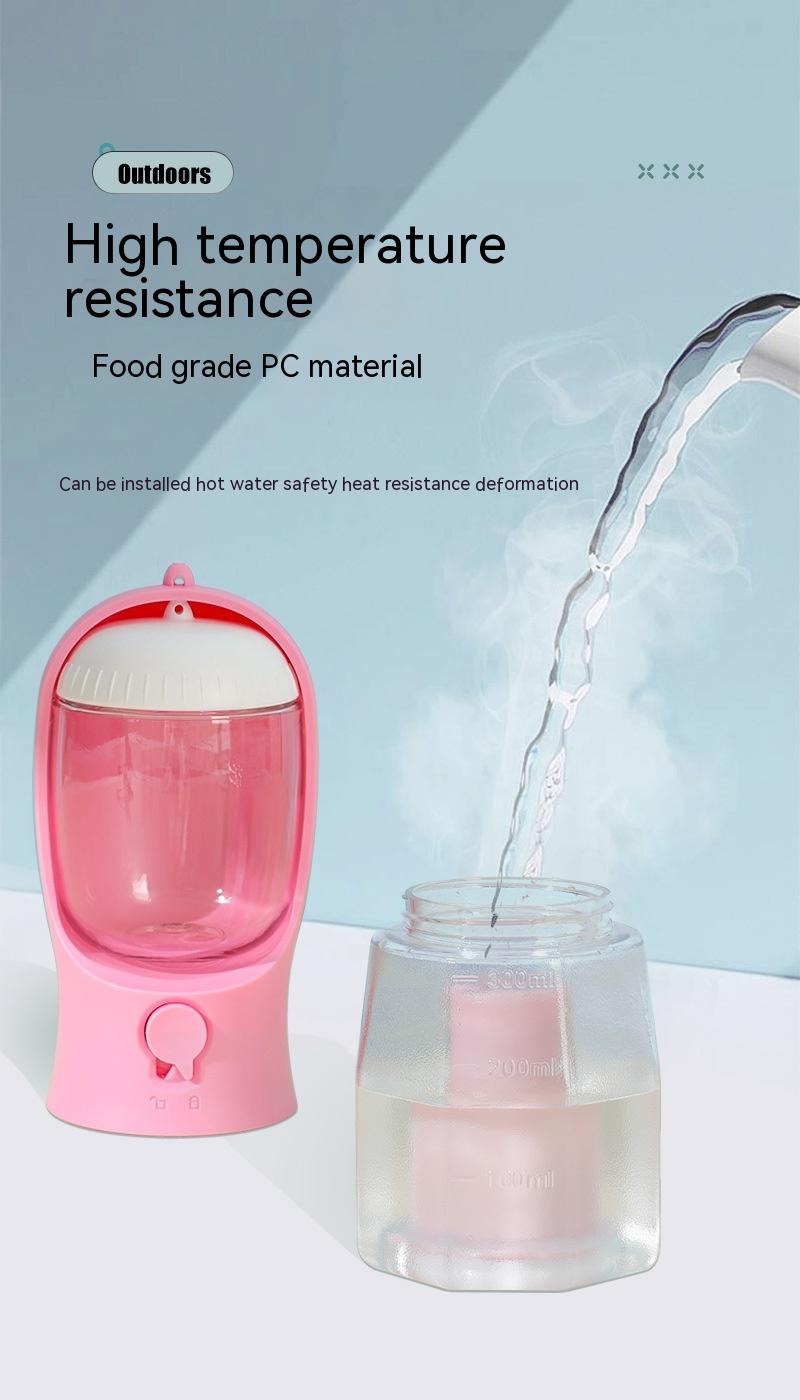 3-in-1 Portable Dog Water Bottle with Food Container & Waste Bag Dispenser – Multi-Functional Pet Travel Cup (Cherry Blossom Pink)