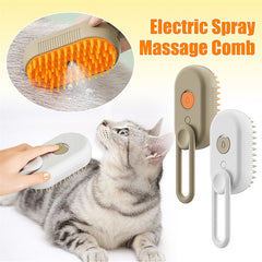 3-in-1 Electric Pet Steam Brush – Grooming Comb with Spray Function for Cats & Dogs, Hair Removal & Massage Tool (Light Purple)